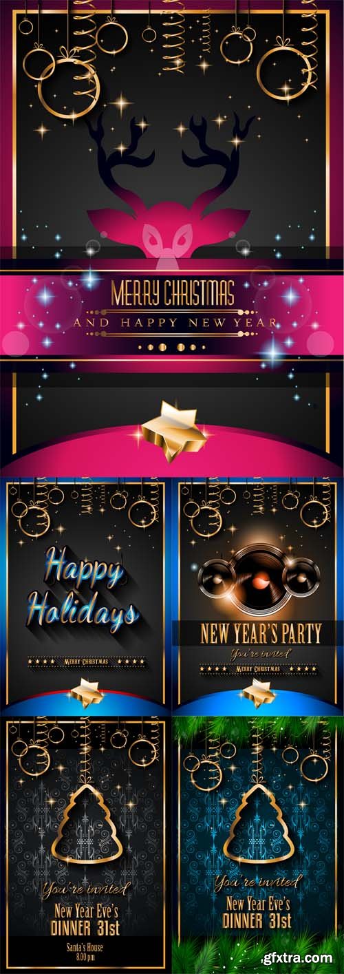 5 New Year and Christmas Backgrounds