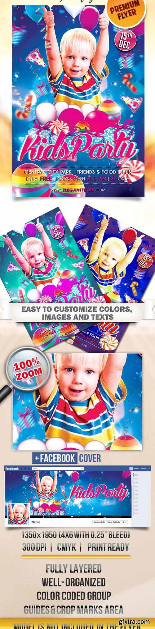 Kids Party – Flyer PSD Template + Facebook Cover Kids Party – Flyer PSD Template + Facebook Cover