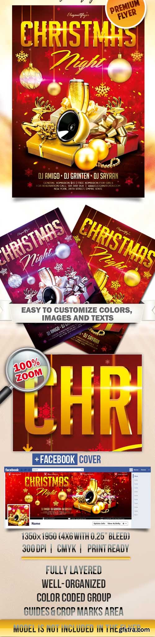 Christmas Night &ndash; Flyer PSD Template + Facebook Cover