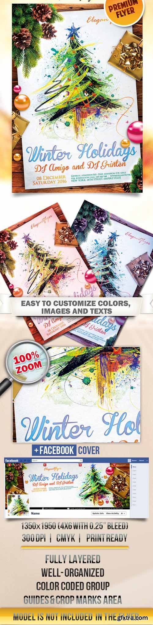 Winter Holidays – Flyer PSD Template + Facebook Cover Winter Holidays – Flyer PSD Template + Facebook Cover