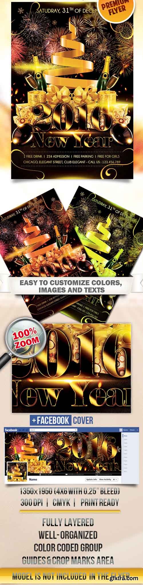 NYE 2016 &ndash; Flyer PSD Template + Facebook Cover