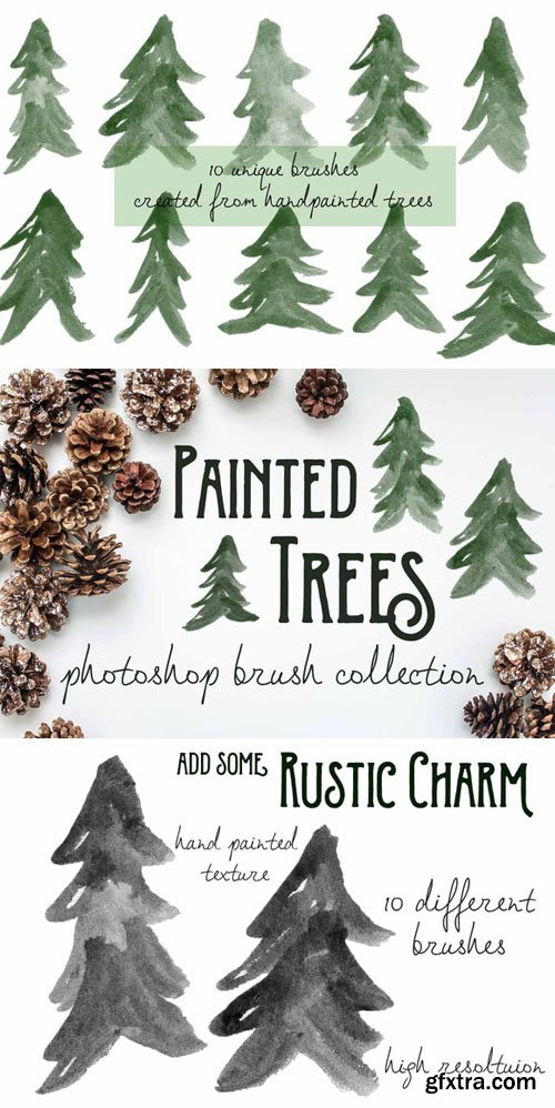 Painted Pine Trees - PS Brushes