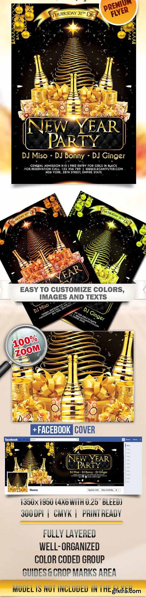 New Year Party – Flyer PSD Template + Facebook Cover New Year Party – Flyer PSD Template + Facebook Cover