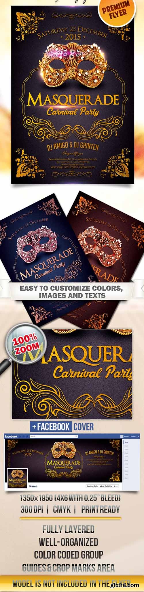 Masquerade Carnival Party – Flyer PSD Template + Facebook Cover Masquerade Carnival Party – Flyer PSD Template + Facebook Cover