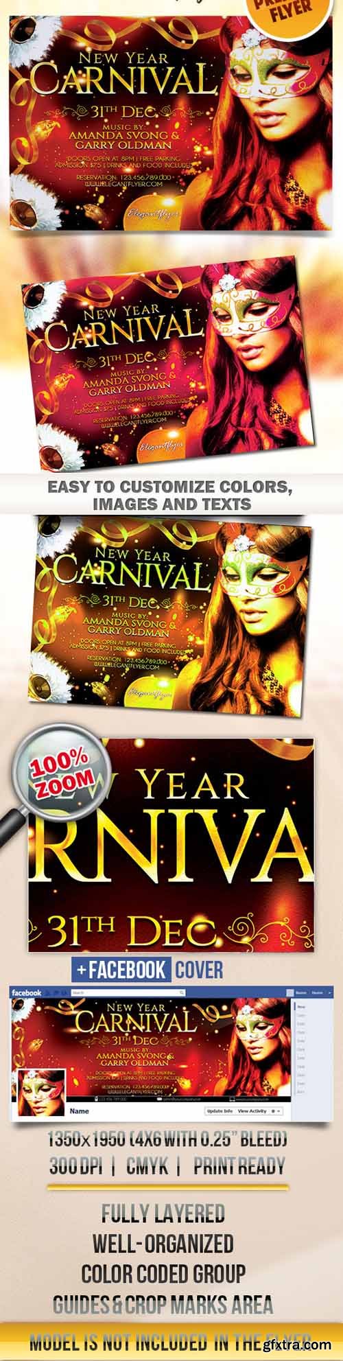 New Year Carnival Party – Flyer PSD Template + Facebook Cover
