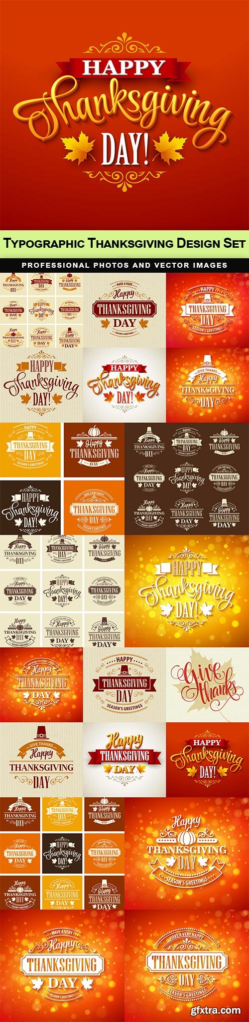 Typographic Thanksgiving Design Set - 20 EPS Typographic Thanksgiving Design Set - 20 EPS