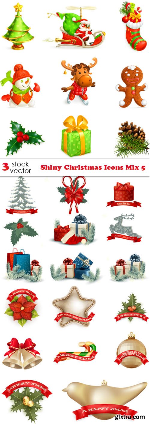 Vectors - Shiny Christmas Icons Mix 5