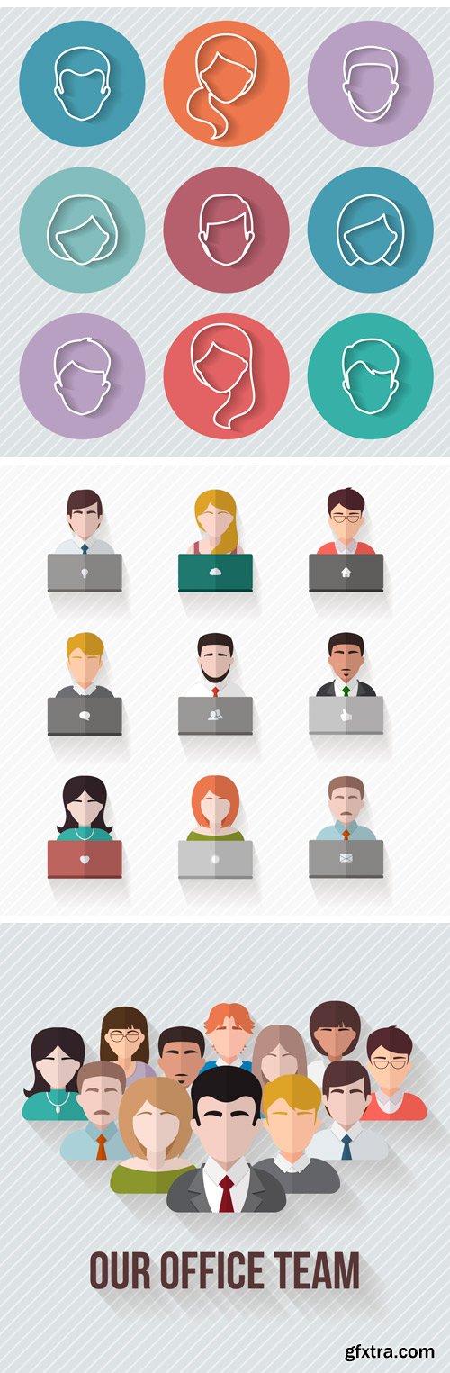 CM 229945 - People Avatars Icons Flat Collection