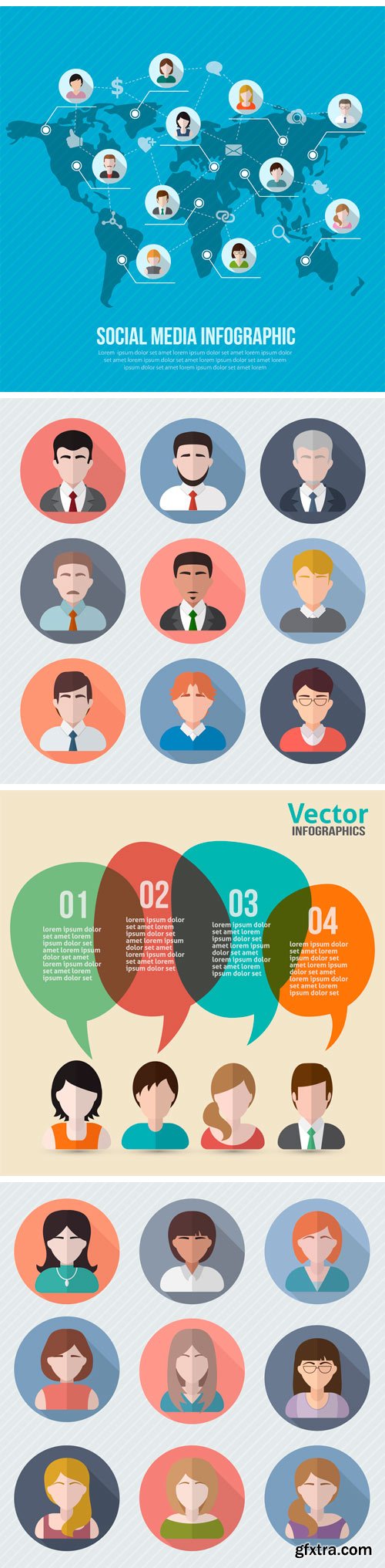 CM 229945 - People Avatars Icons Flat Collection