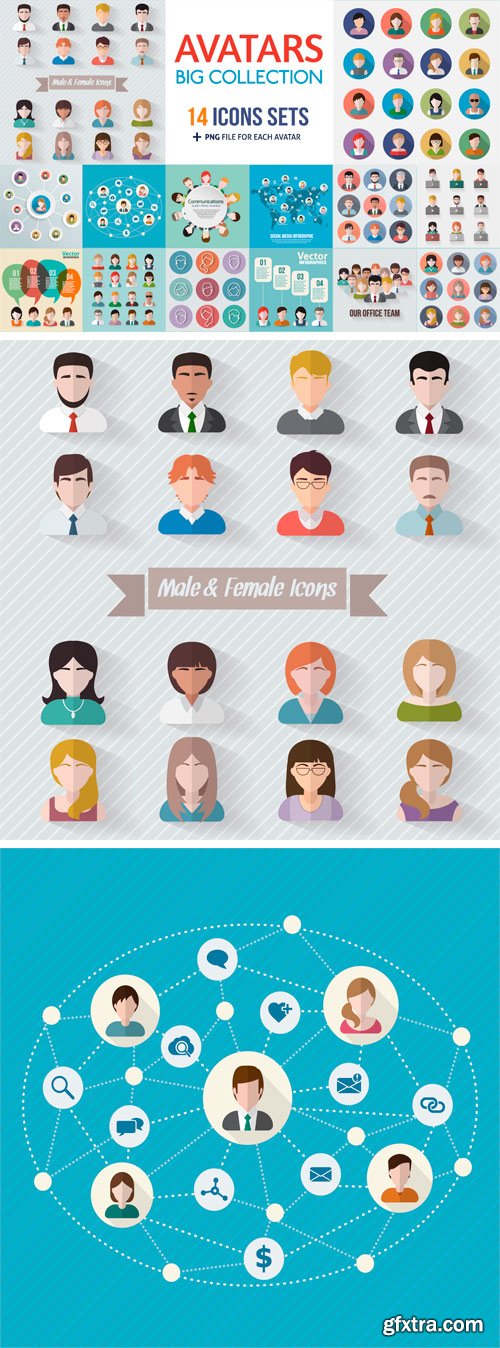 CM 229945 - People Avatars Icons Flat Collection