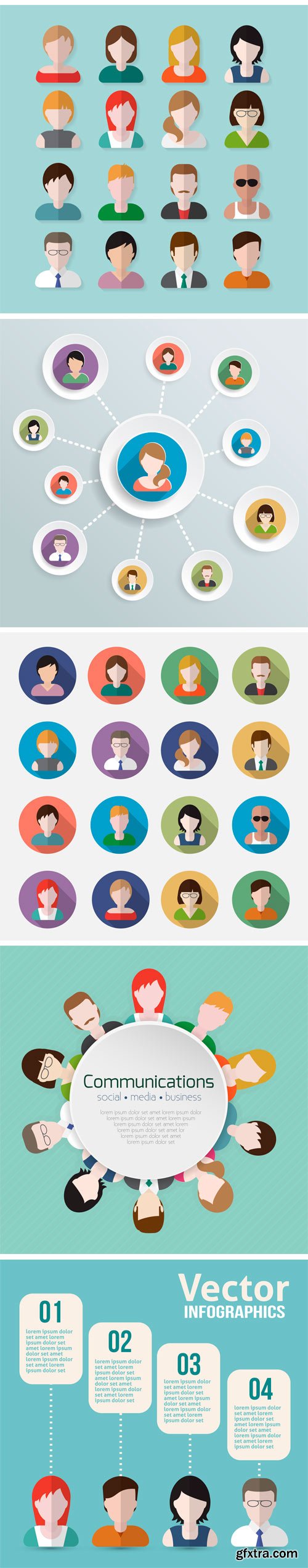 CM 229945 - People Avatars Icons Flat Collection