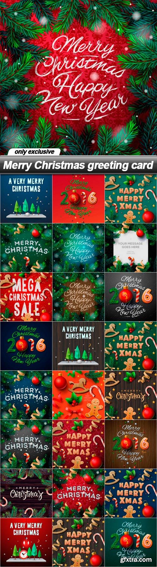 Merry Christmas greeting card - 25 EPS Merry Christmas greeting card - 25 EPS