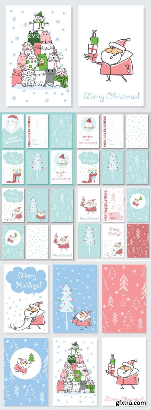 Christmas Card Templates Vector Set Christmas Card Templates Vector Set