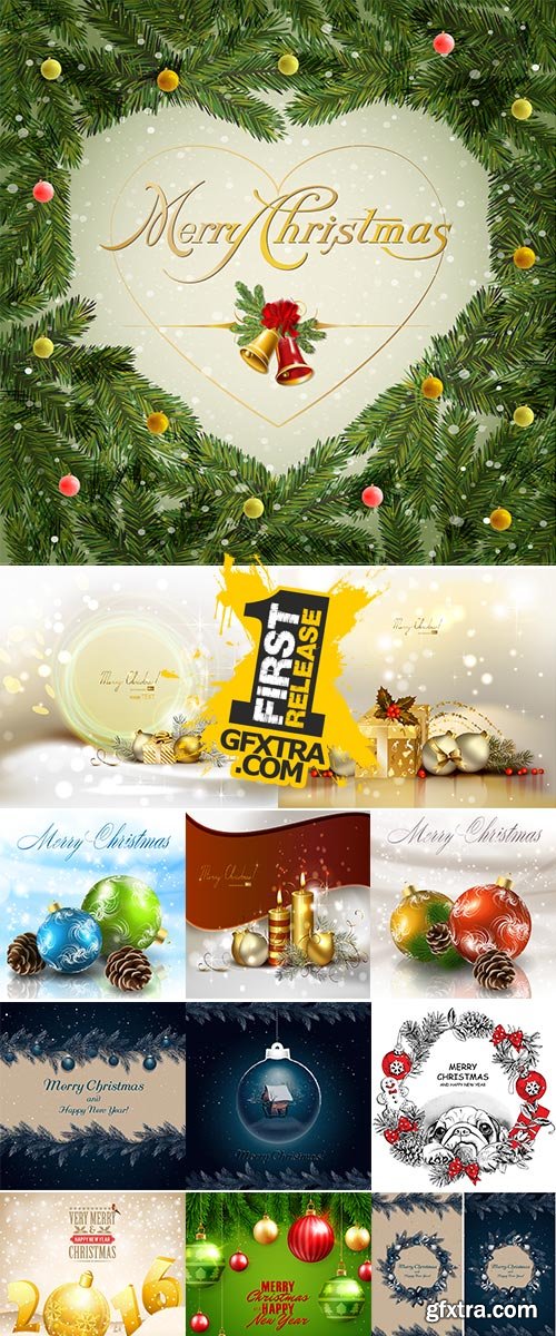 Christmas Ball on the Fir Branch Covered with Snow 25xEPS