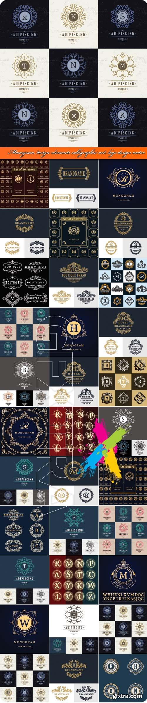 Monogram design elements calligraphic art logo design vector Monogram design elements calligraphic art logo design vector