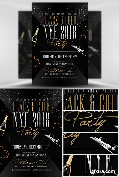 Black & Gold NYE Flyer Template Black & Gold NYE Flyer Template