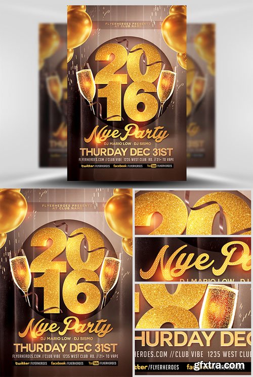 Glamorous NYE Party Flyer Template Glamorous NYE Party Flyer Template