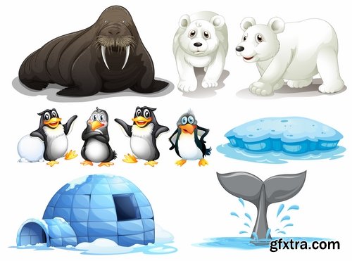 Collection of different animals picture vector cartoon 25 EPS