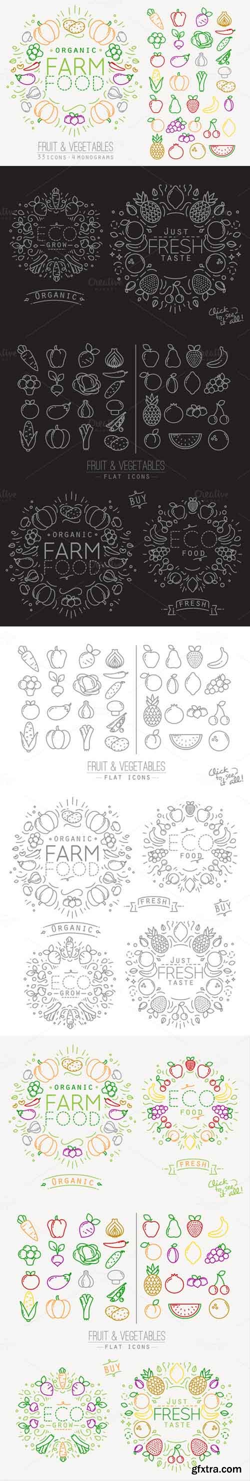 CM - Flat Fruits & Vegetables Icons 378480 CM - Flat Fruits & Vegetables Icons 378480