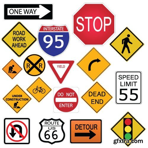 Warning Road Sign 2 - 25xEPS