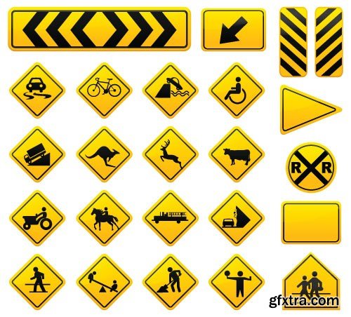 Warning Road Sign 2 - 25xEPS
