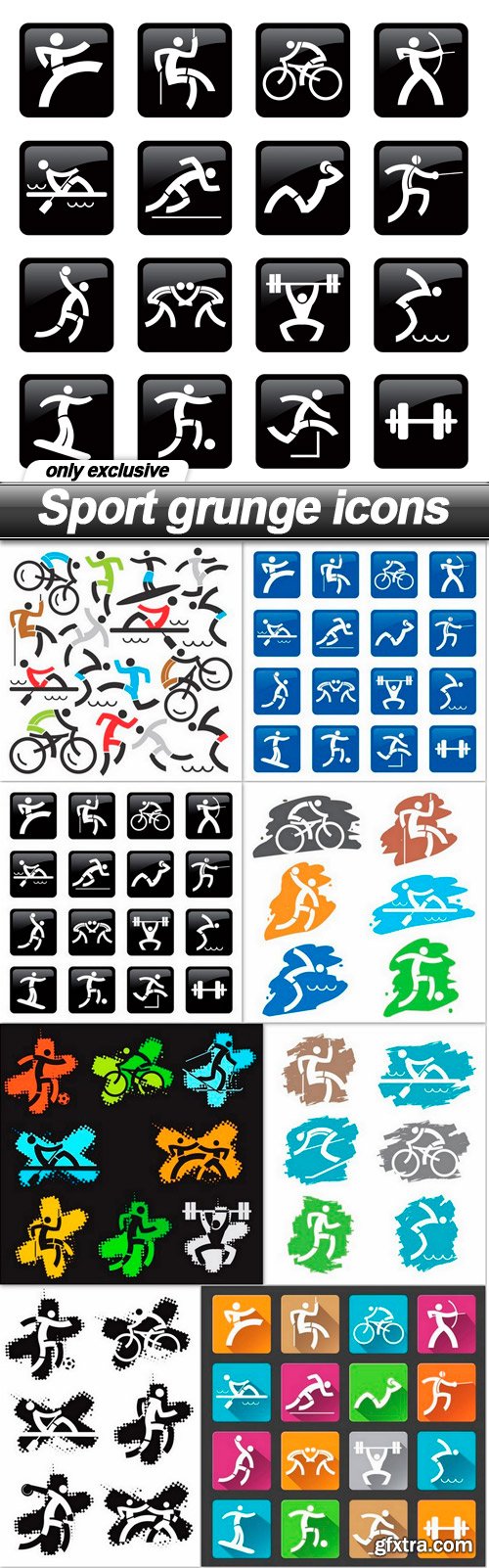 Sport grunge icons - 8 EPS