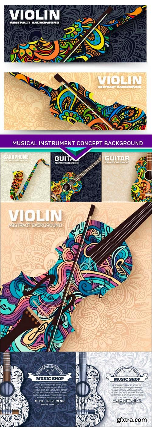 Musical instrument concept background 7x EPS
