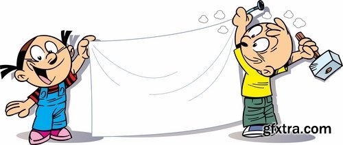 Illustration of Happy and Funny Cartoon Kids 2, 25xEPS