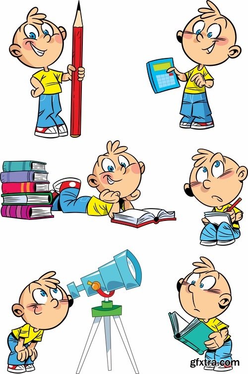 Illustration of Happy and Funny Cartoon Kids 2, 25xEPS