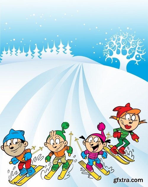 Illustration of Happy and Funny Cartoon Kids 2, 25xEPS