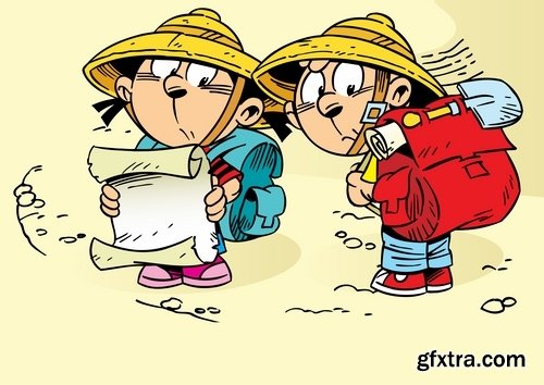 Illustration of Happy and Funny Cartoon Kids 2, 25xEPS