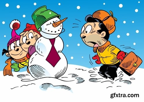 Illustration of Happy and Funny Cartoon Kids 2, 25xEPS