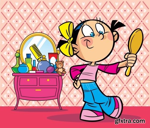 Illustration of Happy and Funny Cartoon Kids 2, 25xEPS