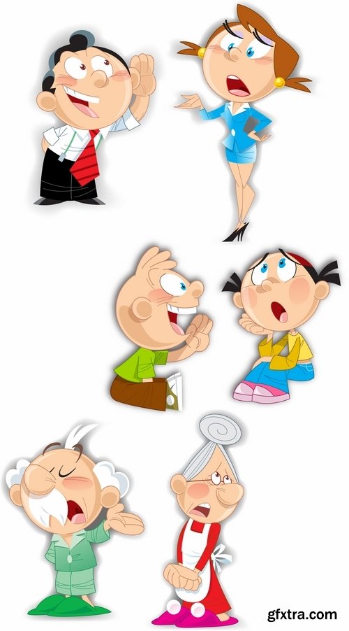 Illustration of Happy and Funny Cartoon Kids 2, 25xEPS
