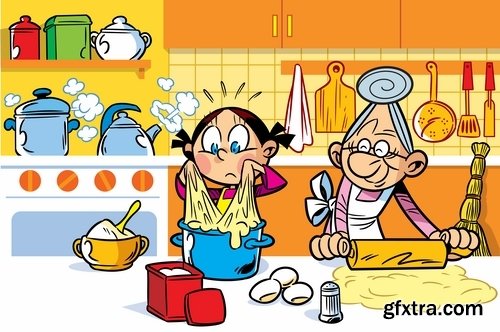 Illustration of Happy and Funny Cartoon Kids 2, 25xEPS