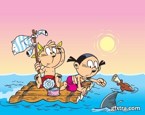 Illustration of Happy and Funny Cartoon Kids 2, 25xEPS