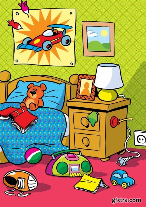 Illustration of Happy and Funny Cartoon Kids 2, 25xEPS