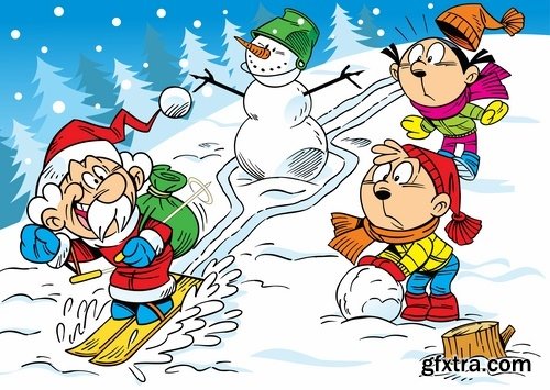 Illustration of Happy and Funny Cartoon Kids 2, 25xEPS