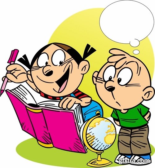 Illustration of Happy and Funny Cartoon Kids 2, 25xEPS