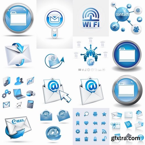 Collection of picture vector web design element icon logo mail 25 EPS