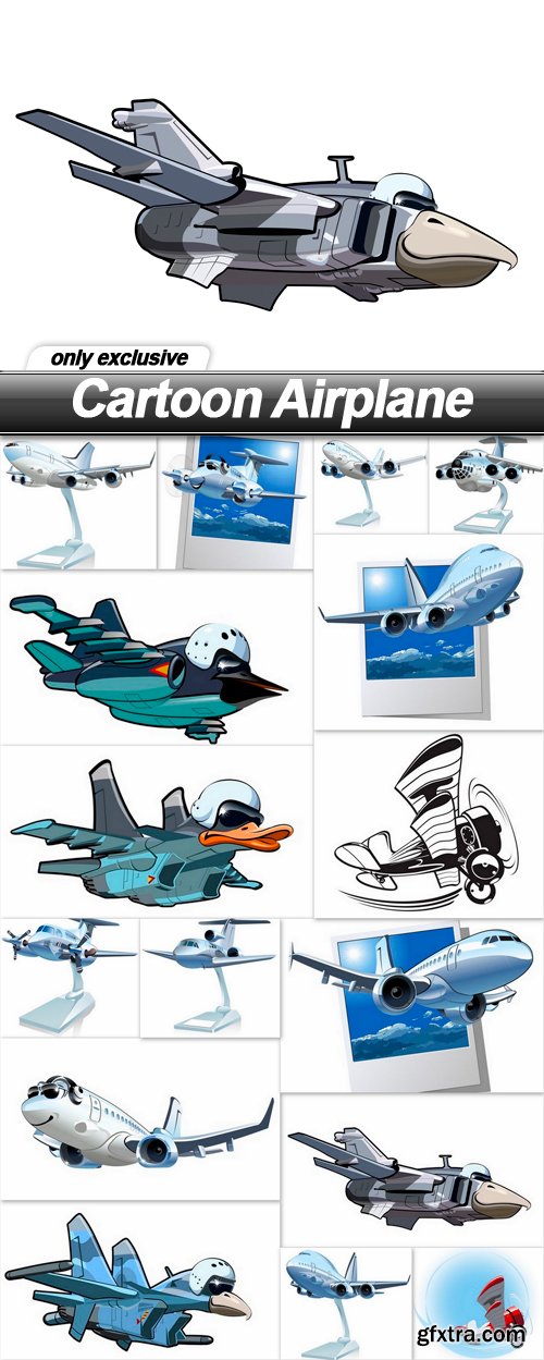 Cartoon Airplane - 16 EPS