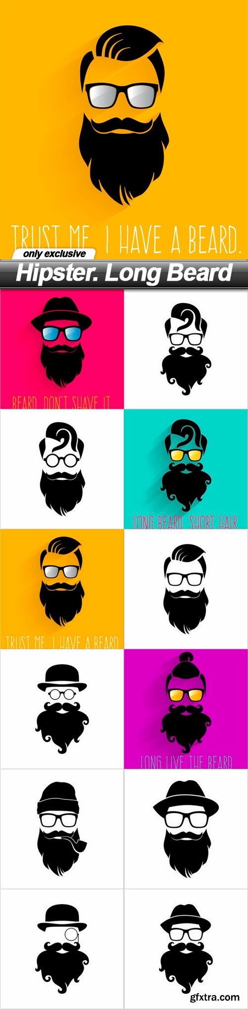 Hipster. Long Beard - 12 EPS