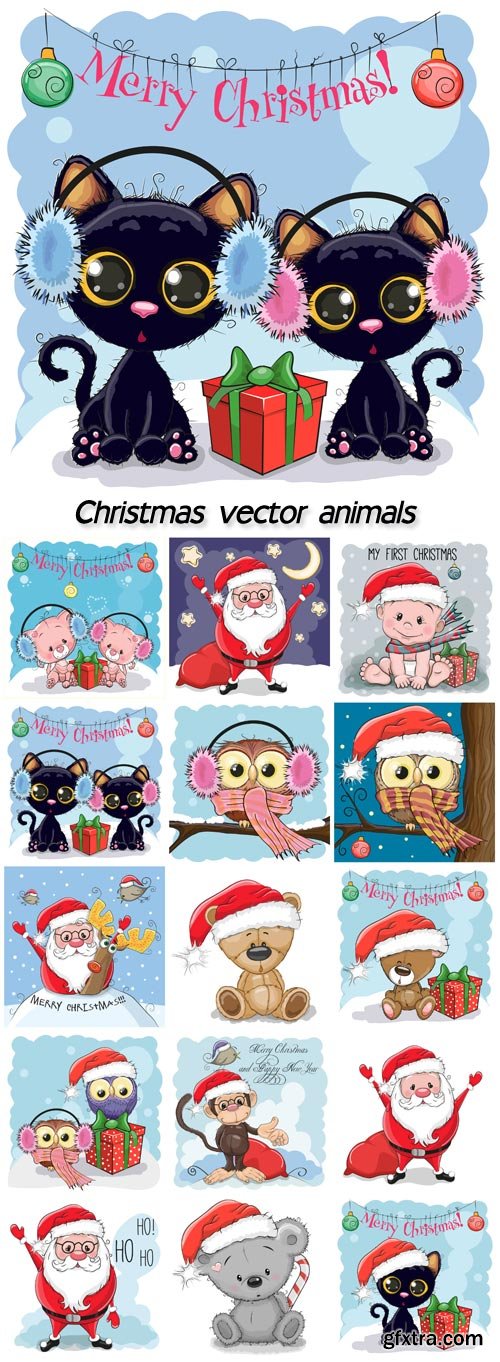 Christmas vector animals, Santa Claus