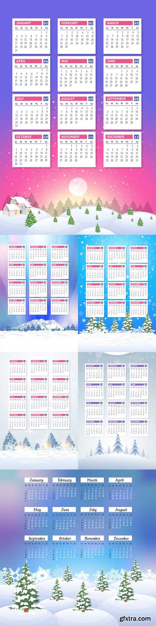 2016 Full Calendar Template and Winter Landscape 2016 Full Calendar Template and Winter Landscape