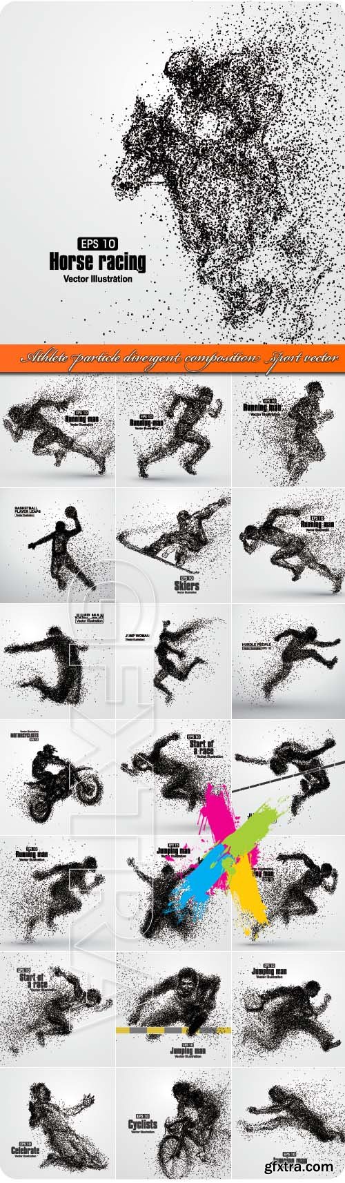 Athlete particle divergent composition, running man sport vector Athlete particle divergent composition, running man sport vector