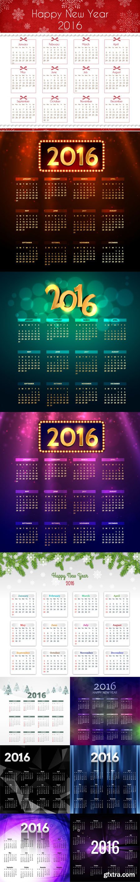 2016 New Year Calendars in Vector [Vol.4]