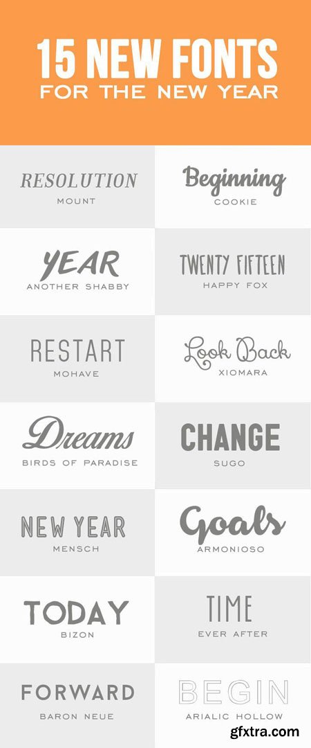 15 New Fonts for the New Year 23xOTF 
