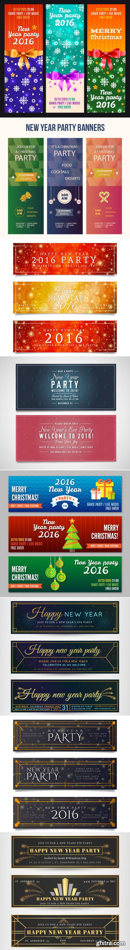 New Year 2016 Party Banners in Vector [Vol.2]