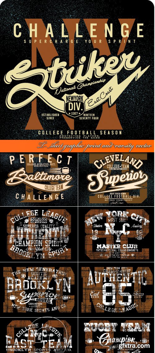 T-shirt graphic print and varsity vector T-shirt graphic print and varsity vector