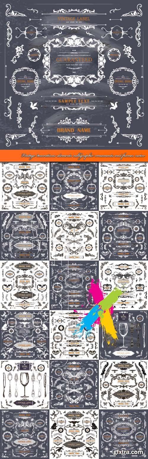 Vintage decorations elements calligraphic ornaments and frames vector